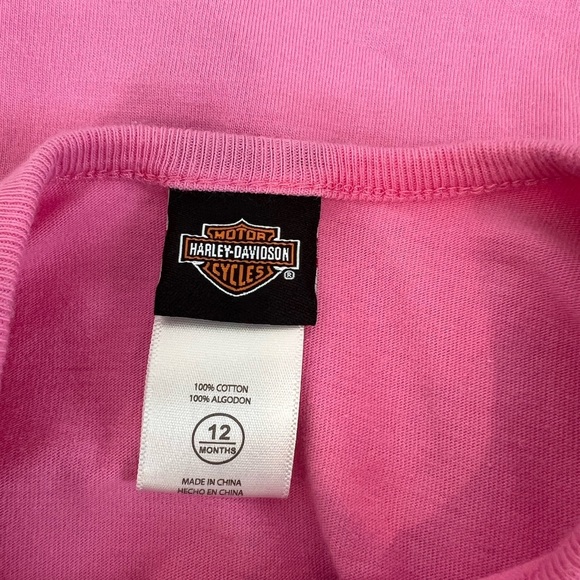 Harley Davidson Graphic Pink Short Sleeve Tee 12M Baby Girl - Picture 4 of 5